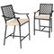 Costway 2PCS Patio Bar Stool Counter Height Cushioned Chair Armrest Garden Deck